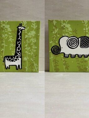 “Wee Gallery” Elephant & Giraffe Canvas